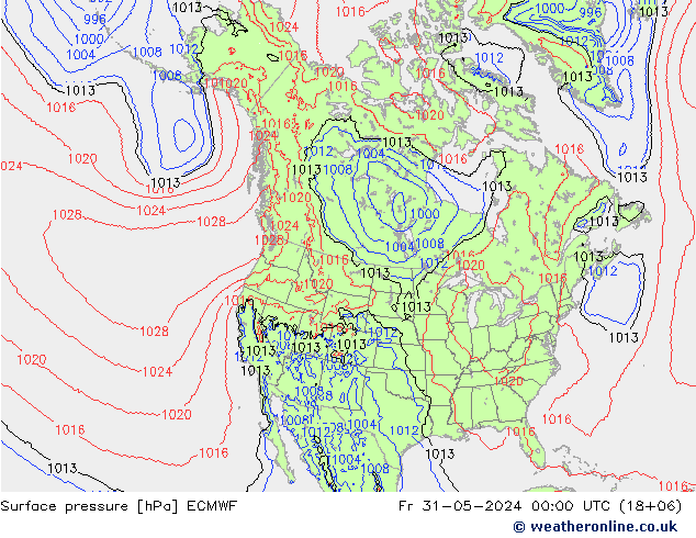 Atmosférický tlak ECMWF Pá 31.05.2024 00 UTC