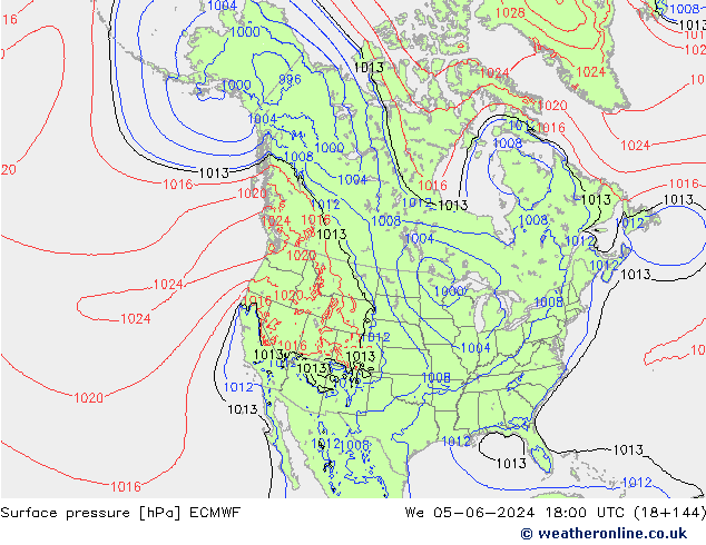 pressão do solo ECMWF Qua 05.06.2024 18 UTC