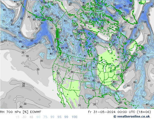 RH 700 hPa ECMWF  31.05.2024 00 UTC