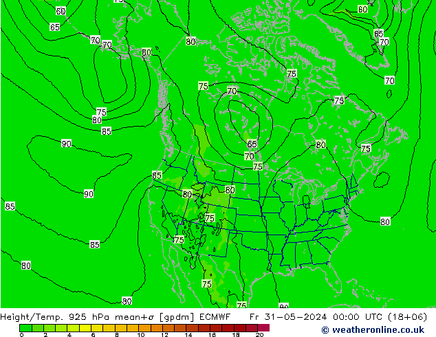 Height/Temp. 925 hPa ECMWF Fr 31.05.2024 00 UTC