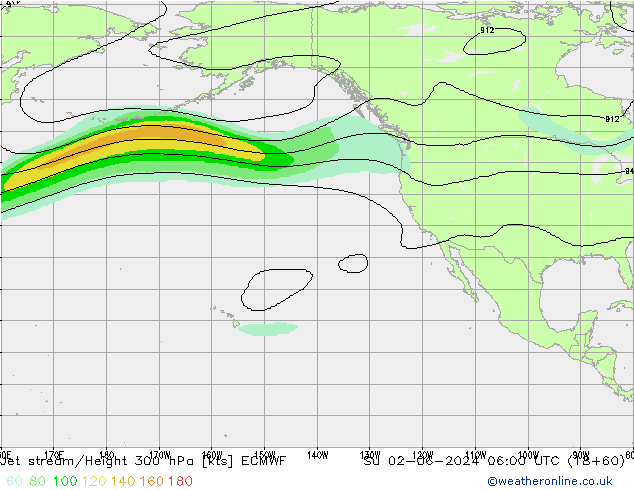 Jet stream/Height 300 hPa ECMWF Su 02.06.2024 06 UTC