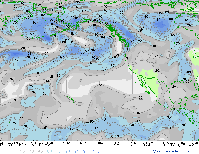 RH 700 hPa ECMWF so. 01.06.2024 12 UTC