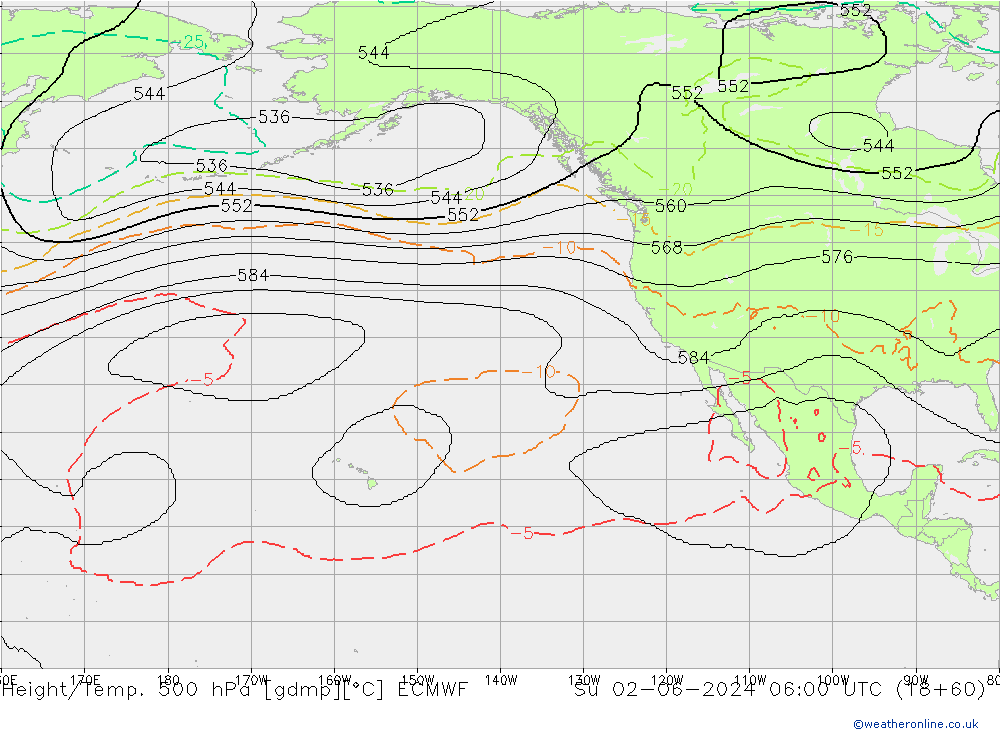 Height/Temp. 500 hPa ECMWF Su 02.06.2024 06 UTC