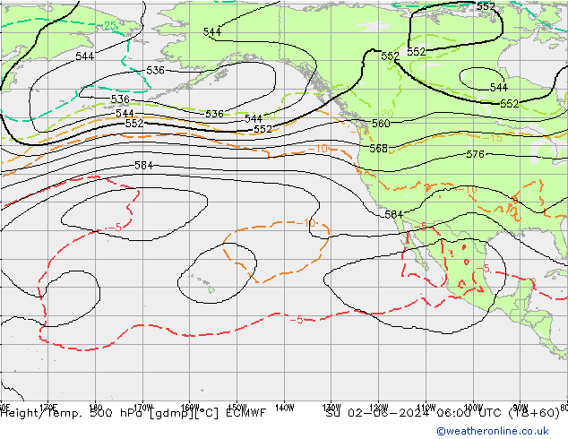 Height/Temp. 500 hPa ECMWF So 02.06.2024 06 UTC