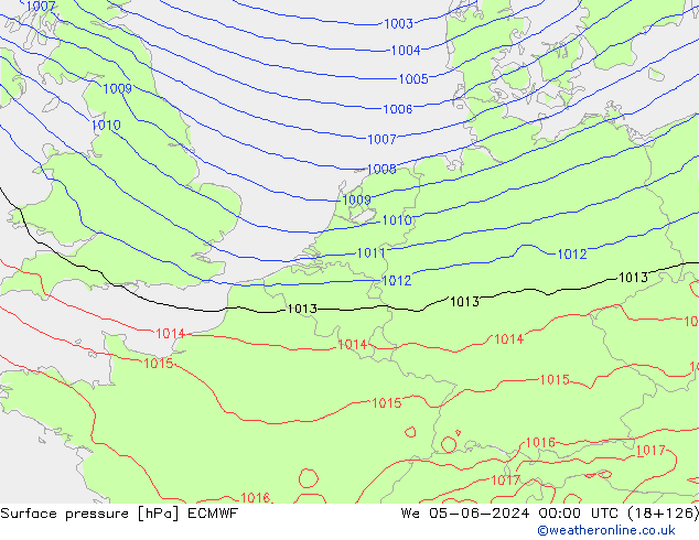 Bodendruck ECMWF Mi 05.06.2024 00 UTC