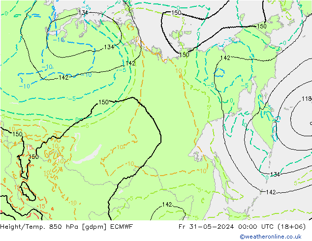 Yükseklik/Sıc. 850 hPa ECMWF Cu 31.05.2024 00 UTC