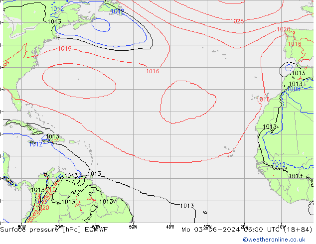 Presión superficial ECMWF lun 03.06.2024 06 UTC