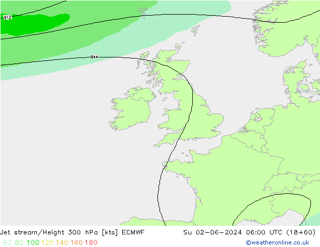 Jet stream ECMWF Dom 02.06.2024 06 UTC