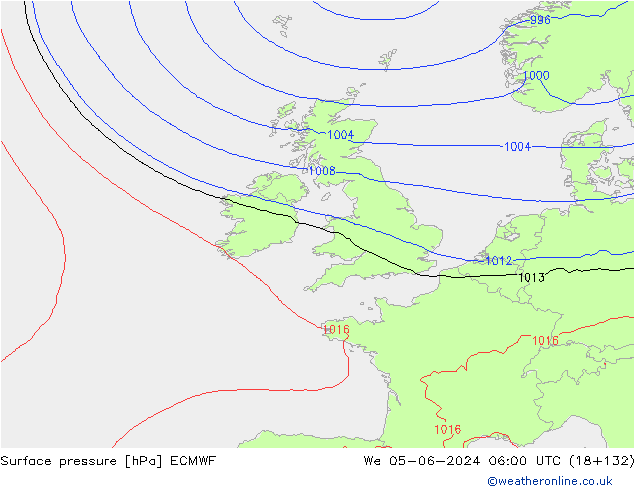 Surface pressure ECMWF We 05.06.2024 06 UTC