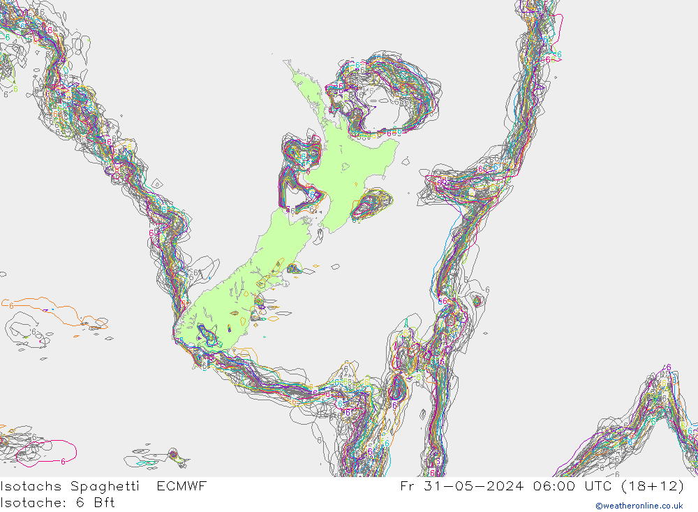 Isotachs Spaghetti ECMWF Sex 31.05.2024 06 UTC