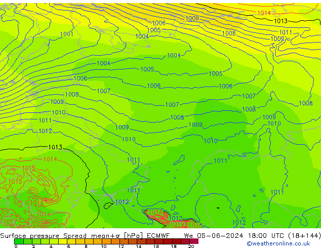 приземное давление Spread ECMWF ср 05.06.2024 18 UTC