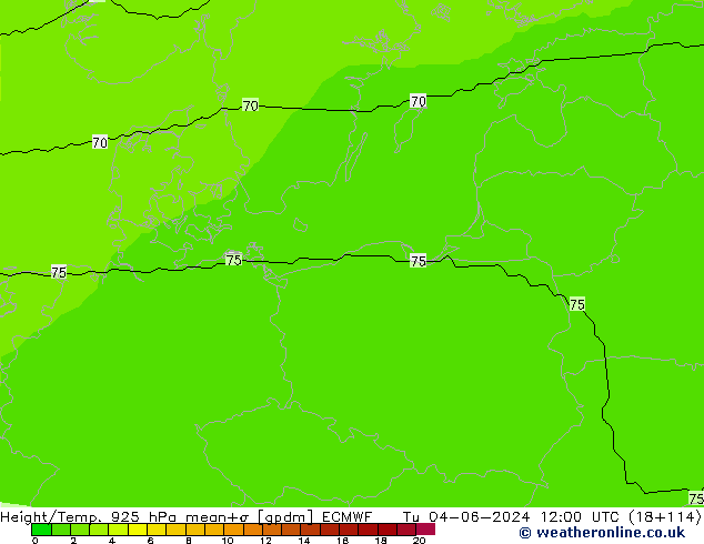 Height/Temp. 925 гПа ECMWF вт 04.06.2024 12 UTC