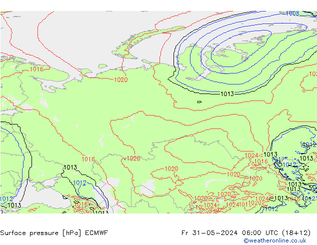 Surface pressure ECMWF Fr 31.05.2024 06 UTC