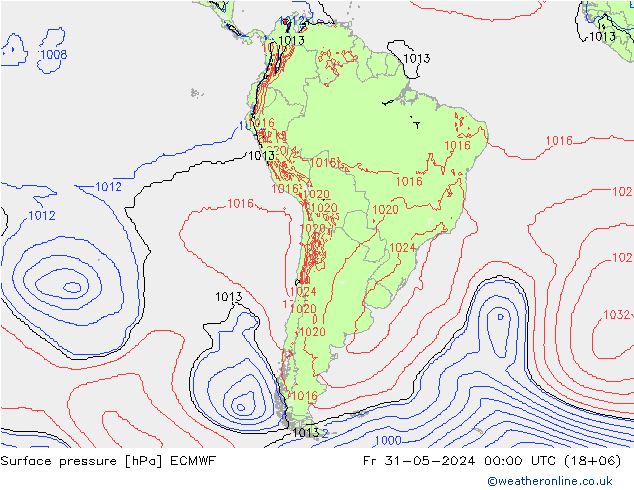 Surface pressure ECMWF Fr 31.05.2024 00 UTC