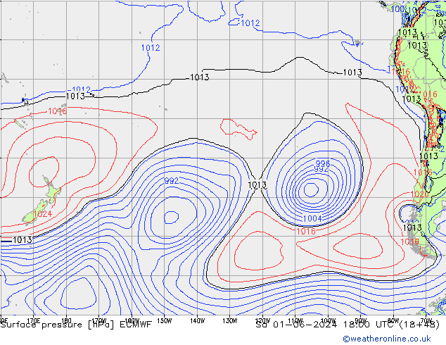Atmosférický tlak ECMWF So 01.06.2024 18 UTC