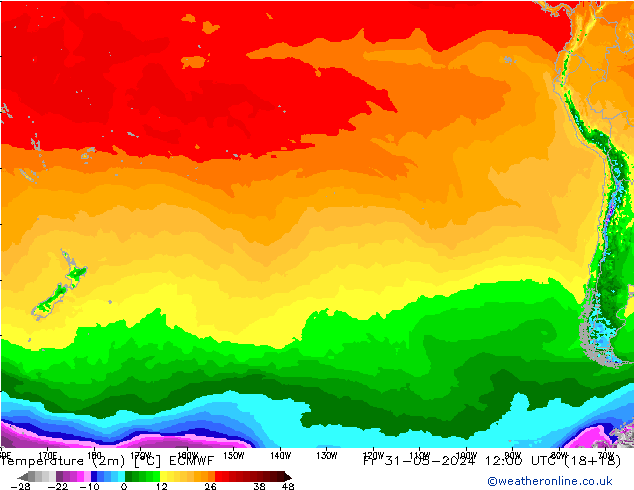 température (2m) ECMWF ven 31.05.2024 12 UTC