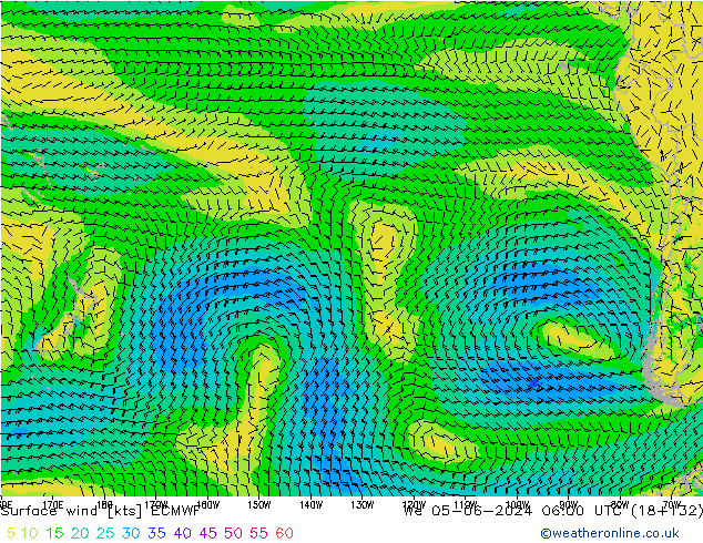 Viento 10 m ECMWF mié 05.06.2024 06 UTC