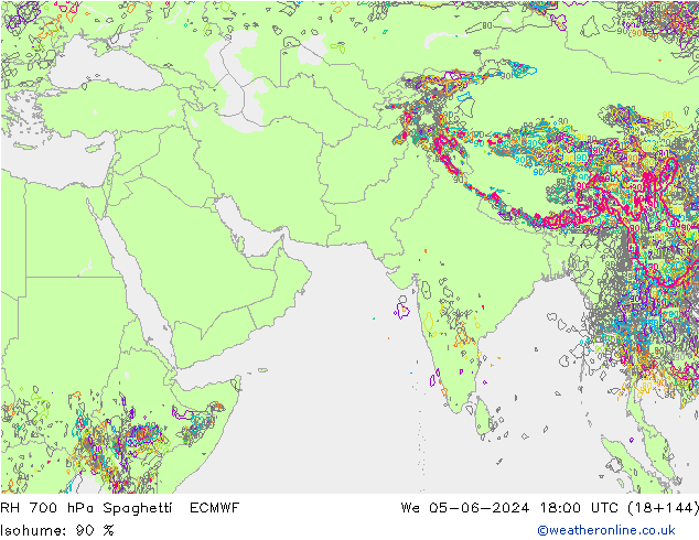 RH 700 hPa Spaghetti ECMWF We 05.06.2024 18 UTC