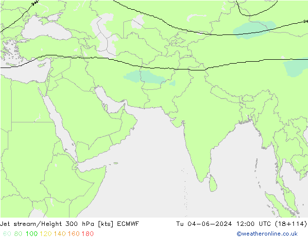 Prąd strumieniowy ECMWF wto. 04.06.2024 12 UTC