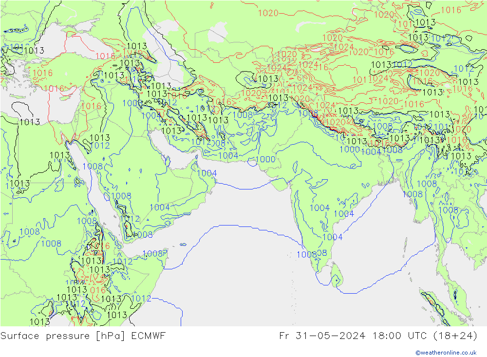 地面气压 ECMWF 星期五 31.05.2024 18 UTC