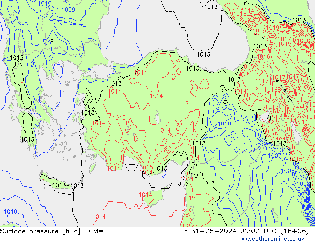 Surface pressure ECMWF Fr 31.05.2024 00 UTC