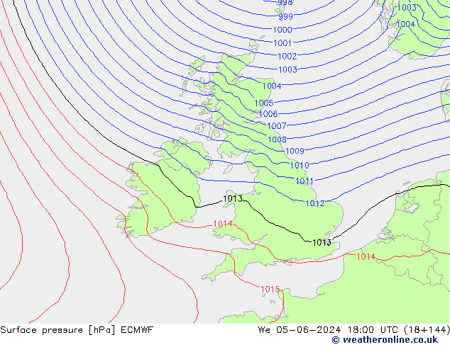 Surface pressure ECMWF We 05.06.2024 18 UTC