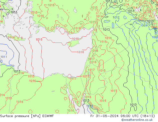 Pressione al suolo ECMWF ven 31.05.2024 06 UTC