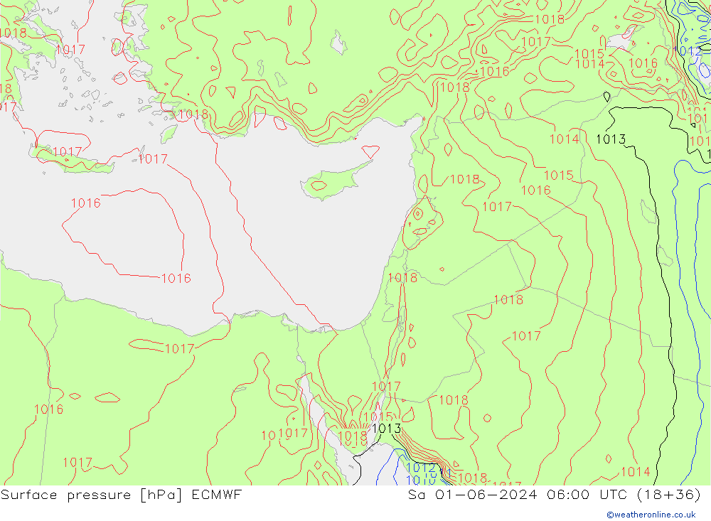 Pressione al suolo ECMWF sab 01.06.2024 06 UTC