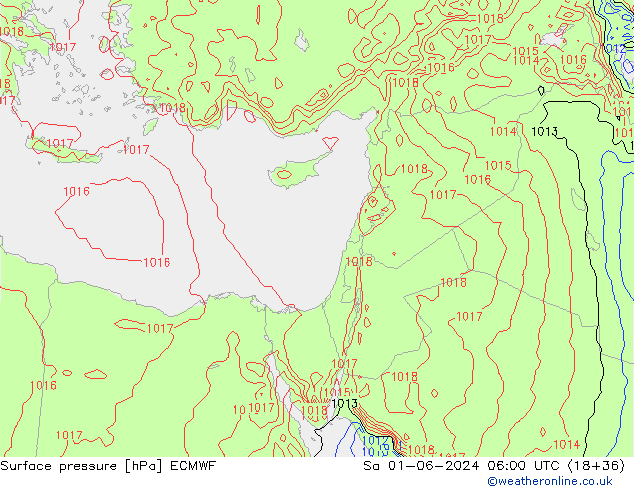 Atmosférický tlak ECMWF So 01.06.2024 06 UTC