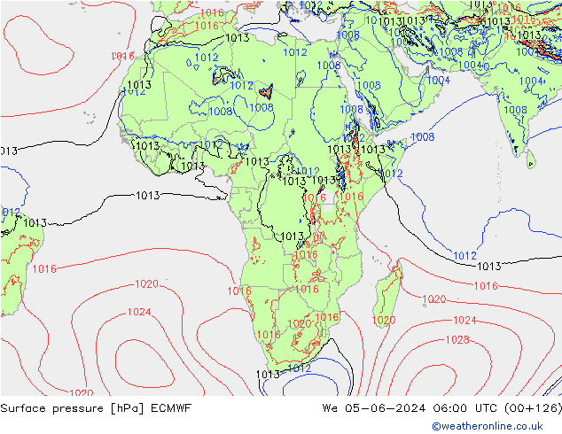 Surface pressure ECMWF We 05.06.2024 06 UTC