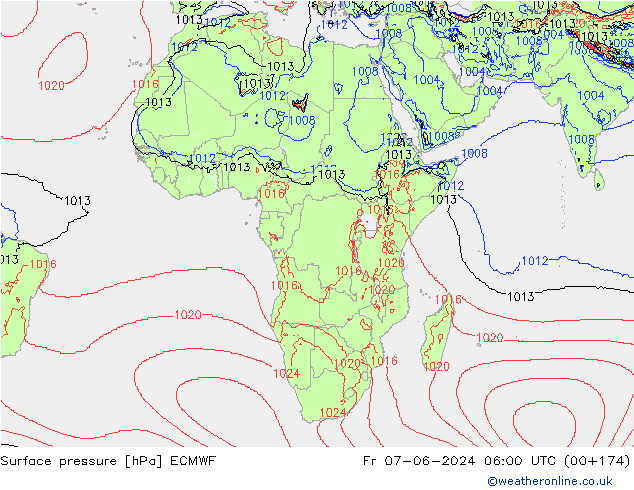 pression de l'air ECMWF ven 07.06.2024 06 UTC