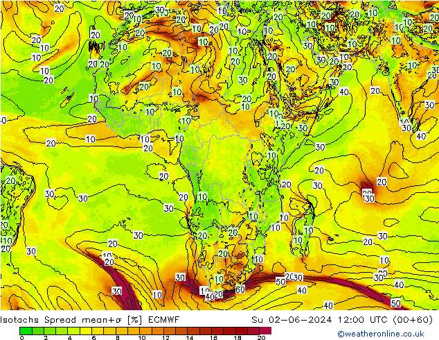 Isotachs Spread ECMWF Dom 02.06.2024 12 UTC