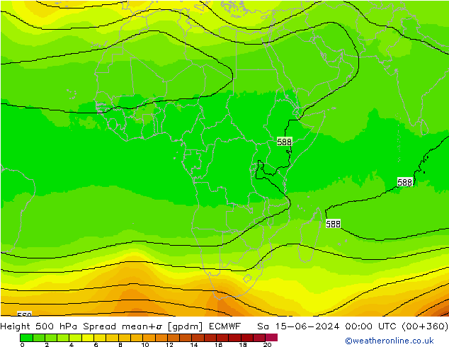 Geop. 500 hPa Spread ECMWF sáb 15.06.2024 00 UTC