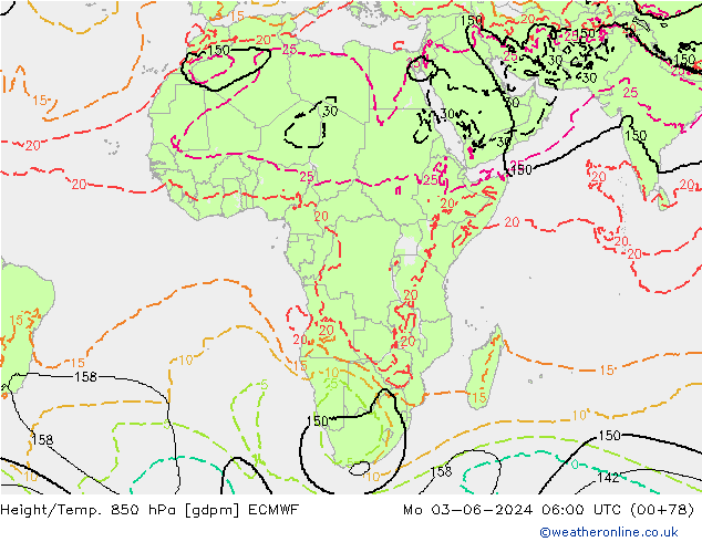 Height/Temp. 850 hPa ECMWF Seg 03.06.2024 06 UTC