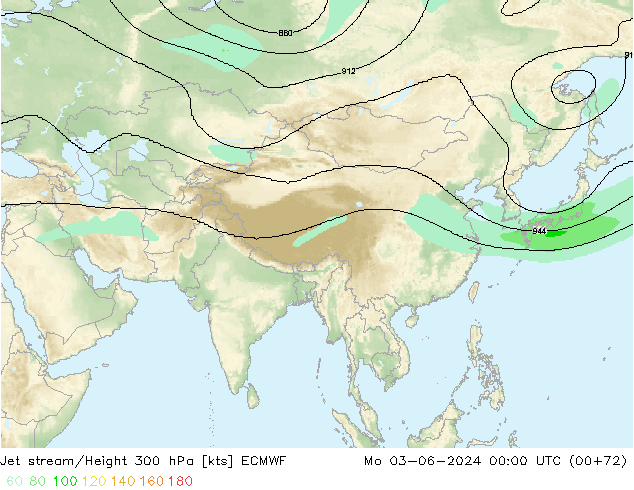 Corriente en chorro ECMWF lun 03.06.2024 00 UTC