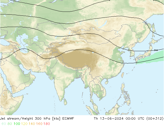 Jet stream/Height 300 hPa ECMWF Čt 13.06.2024 00 UTC