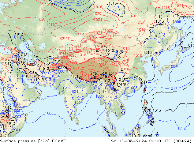 Atmosférický tlak ECMWF So 01.06.2024 00 UTC