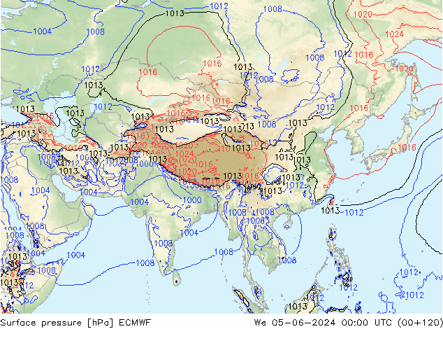 Luchtdruk (Grond) ECMWF wo 05.06.2024 00 UTC