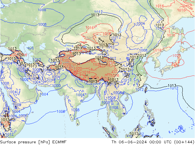 pressão do solo ECMWF Qui 06.06.2024 00 UTC