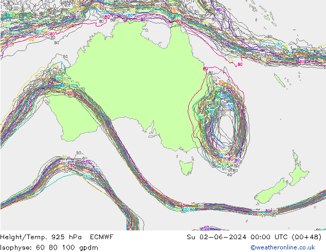 Height/Temp. 925 hPa ECMWF dom 02.06.2024 00 UTC