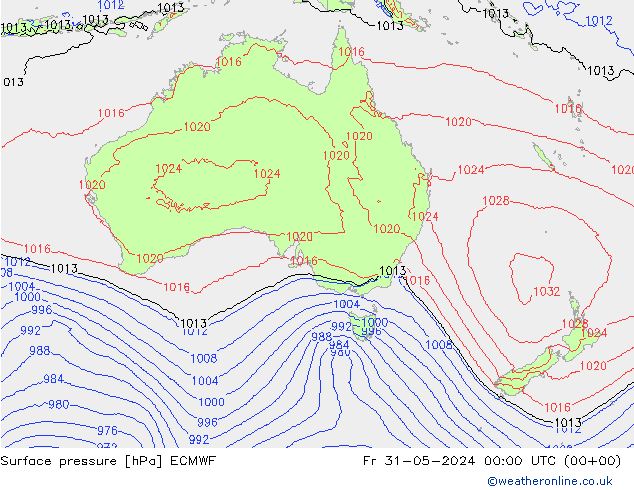 Atmosférický tlak ECMWF Pá 31.05.2024 00 UTC