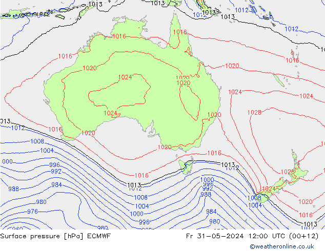 Surface pressure ECMWF Fr 31.05.2024 12 UTC