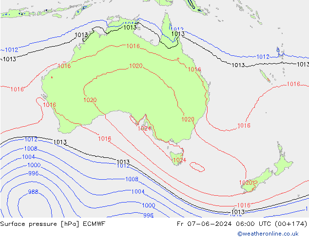 Surface pressure ECMWF Fr 07.06.2024 06 UTC