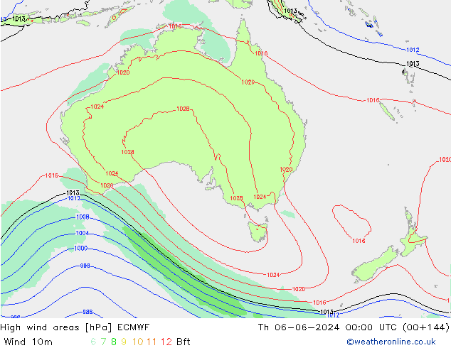 High wind areas ECMWF Qui 06.06.2024 00 UTC