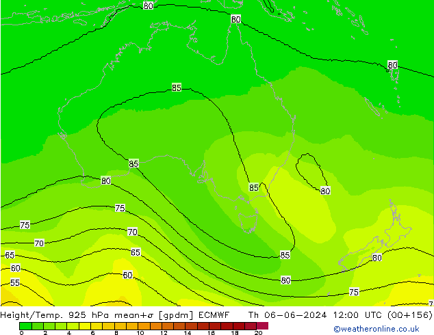 Height/Temp. 925 hPa ECMWF Th 06.06.2024 12 UTC