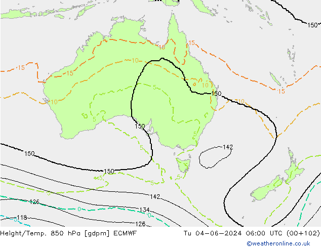 Height/Temp. 850 гПа ECMWF вт 04.06.2024 06 UTC