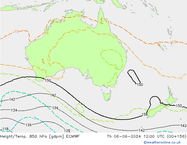 Hoogte/Temp. 850 hPa ECMWF do 06.06.2024 12 UTC