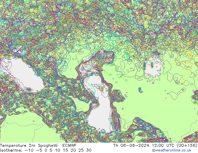 Temperatuurkaart Spaghetti ECMWF do 06.06.2024 12 UTC