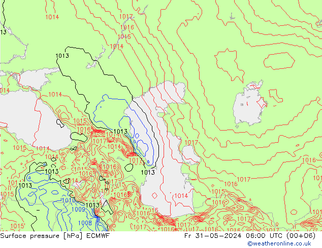 Atmosférický tlak ECMWF Pá 31.05.2024 06 UTC