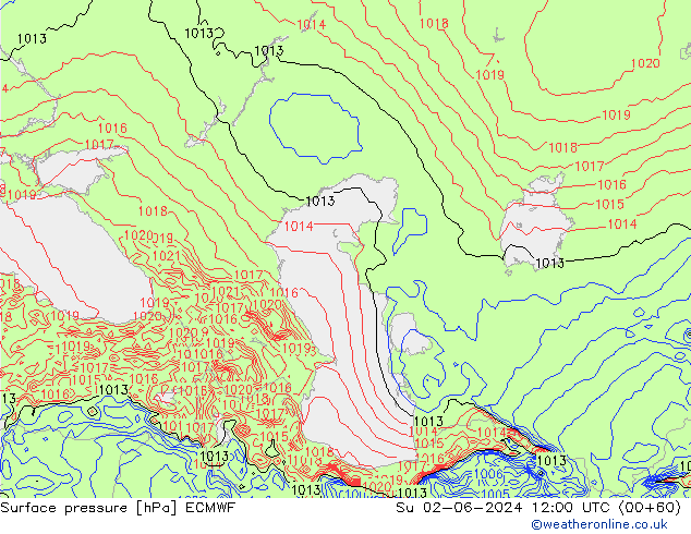 Surface pressure ECMWF Su 02.06.2024 12 UTC